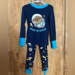 Free2dream Navy and Light Blue Pugs in Space Pajama Set